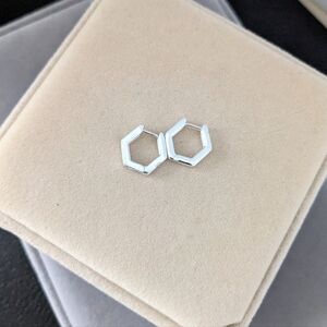 Silver Hexagon Earrings